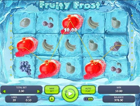 Призовая комбинация символов в игровом автомате Fruity Frost